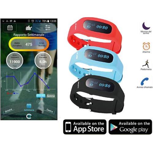 majestic smartwatch flex fitness ios/and pedometro/conta calorie/sonno  avviso chiamata e sms bluetooth 3 bracciali colorati