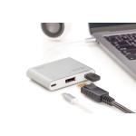 HUB USB C A TRE PORTE, DISPLAYPORT, TIPO C E USB 2.0 DIGITUS