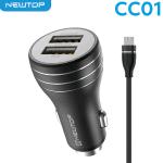 NEWTOP CC01 ALUMINIUM CAR CHARGER 2.4A 2USB CON CAVO MICRO USB