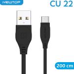 NEWTOP CU22 CAVO DI RICARICA E SINCRONIZZAZIONE 2.4A 200CM MICRO USB (Micro usb - V8 -i9500 - Nero - 200cm)