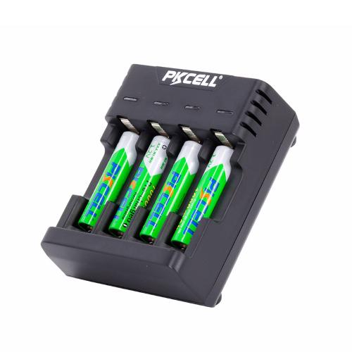 caricabatterie per 4 batterie stilo o ministilo ni-mh o ni-cd con spina usb  pkcell